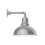 Painted galvanized wall light with dome shade and straight arm, light gray