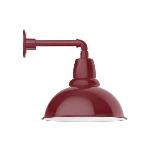 Barn red straight arm wall light with domed shade and wall mounting base