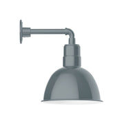 Slate gray wall-mounted deep bowl lamp with straight arm and curved shade