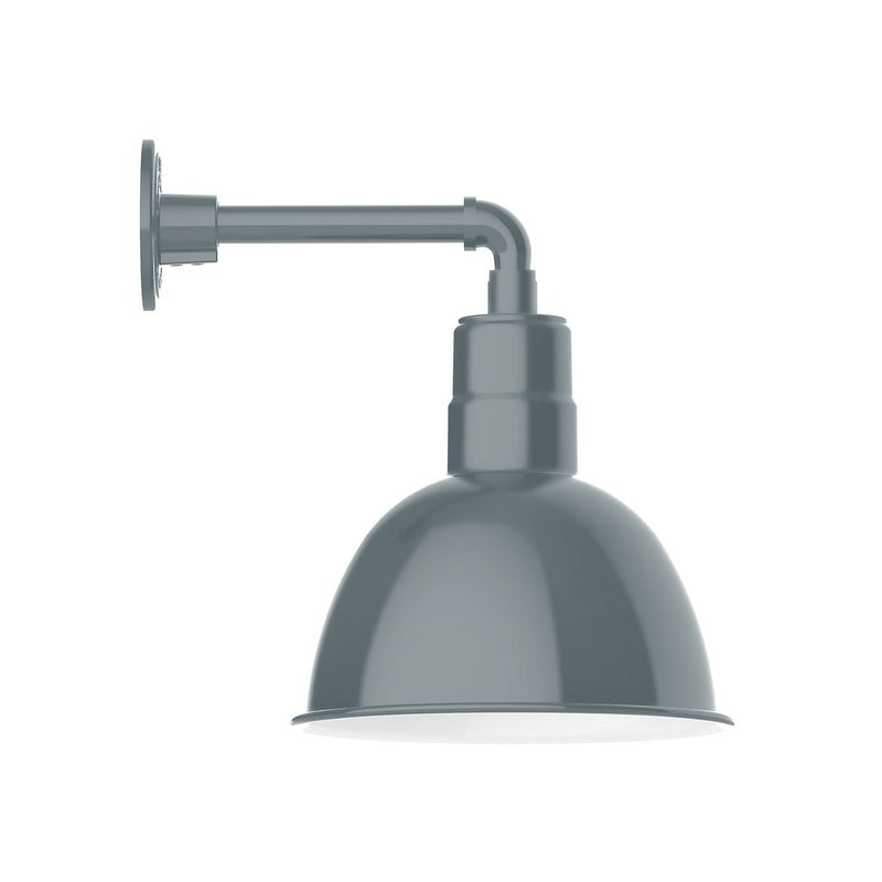 Slate gray deep bowl wall light with straight arm and flared shade
