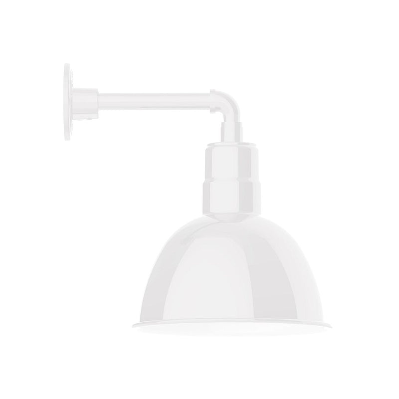 White wall light with deep bowl shade and straight arm