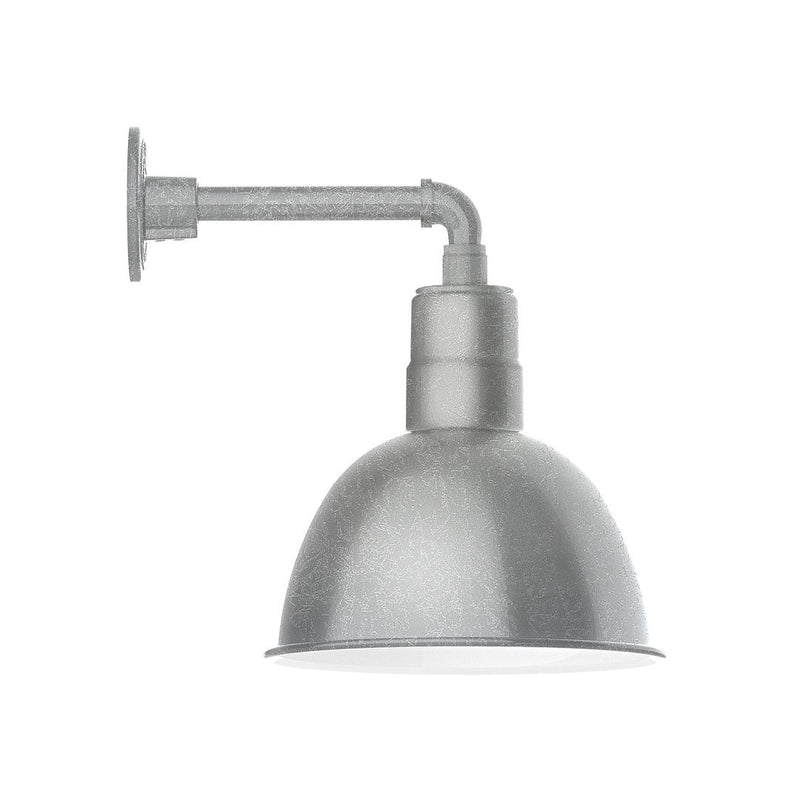 Painted galvanized wall light with deep bowl shade and straight arm, gray finish