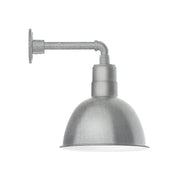 Painted galvanized wall light with dome shade and straight arm, dark gray finish