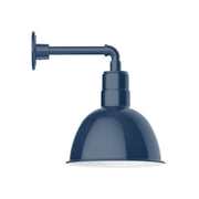Navy deep bowl straight arm wall light with dome shade