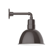 Architectural bronze wall light with deep bowl shade and straight arm mount