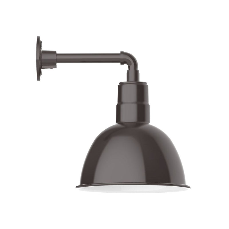 Architectural bronze wall light with deep bowl shade and straight arm mount
