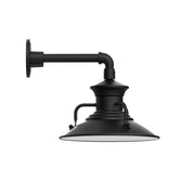 Homestead black straight-arm wall light with dome shade and curved backplate