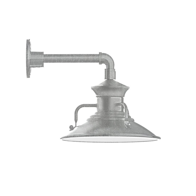Painted galvanized wall light with straight arm and dome metal shade