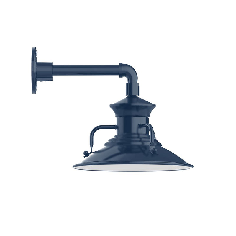 Homestead navy straight-arm wall light with metal dome shade