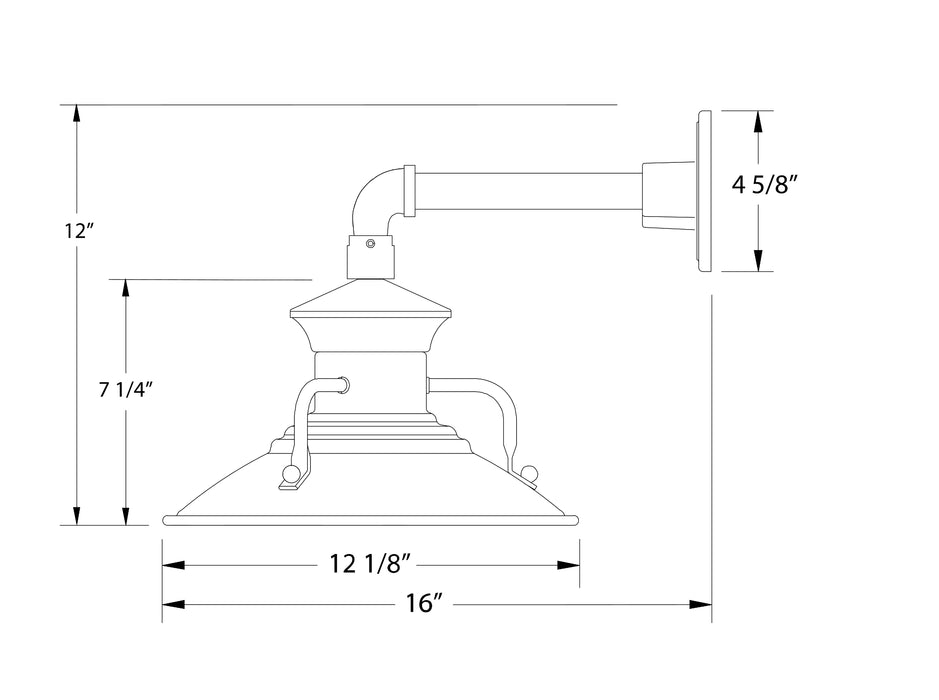 Homestead 12" Straight Arm wall light in White Line Drawing