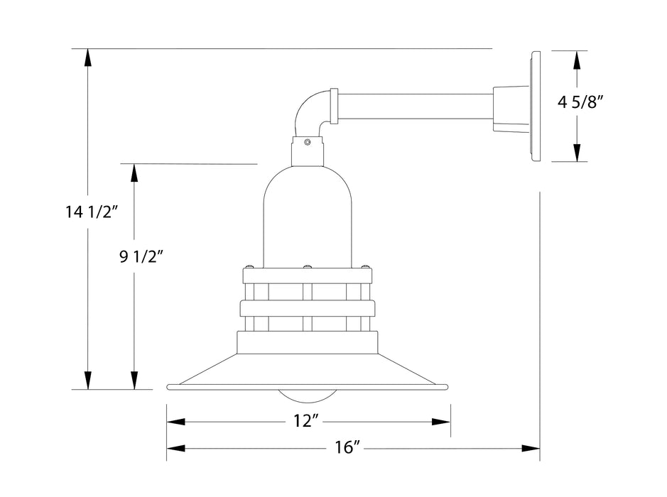 Atomic 12" Straight Arm wall light in Black Line Drawing