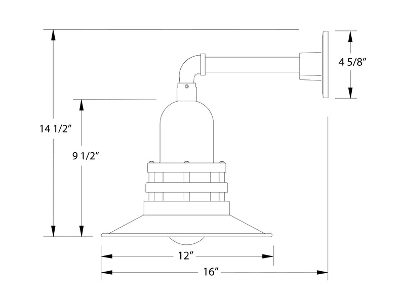 Atomic 12" Straight Arm wall light in Architectural Bronze Line Drawing