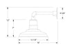 Warehouse 12" Straight Arm wall light in Slate Gray Line Drawing