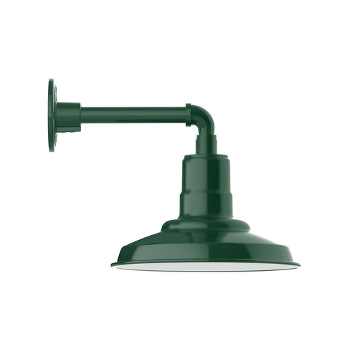 Forest green straight-arm wall light with angled shade and wall mount bracket