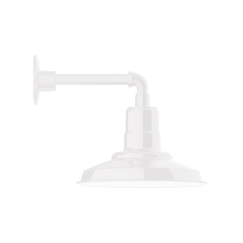 White LED wall light with straight arm and dome shade
