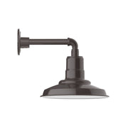 Bronze wall light with straight arm and dome shade