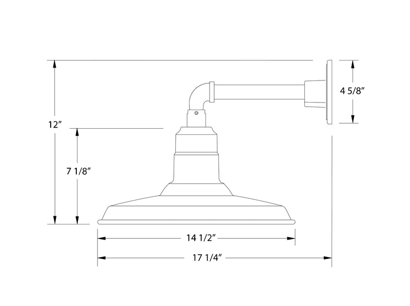 Wall light dimensions: 12" height, 14 1/2" shade width, 4 5/8" projection.