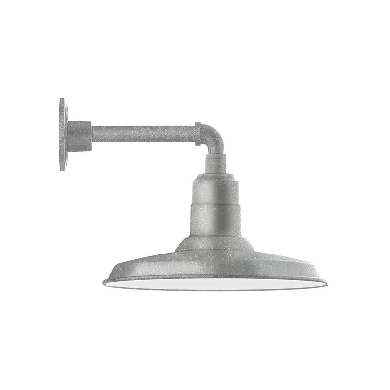 Painted galvanized wall light with straight arm and dome shade, dark gray.