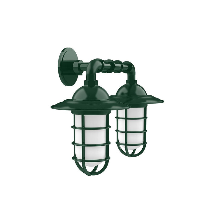 Vaportite 2-Light Straight Arm Wall Light in Forest Green