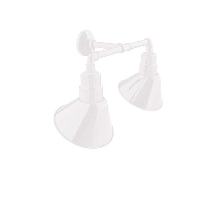 Angle 10" 2-Light Straight Arm Wall Light in White in White | Montclair Light Works