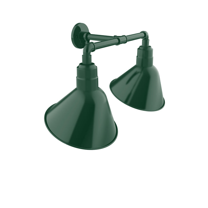 Angle 12" 2-Light Straight Arm Wall Light in Forest Green in Forest Green | Montclair Light Works