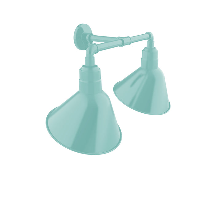 Angle 12" 2-Light LED Straight Arm Wall Light in Sea Green in Sea Green | Montclair Light Works