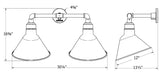 Angle 12" 2-Light LED Straight Arm Wall Light in Black in Black | Montclair Light Works