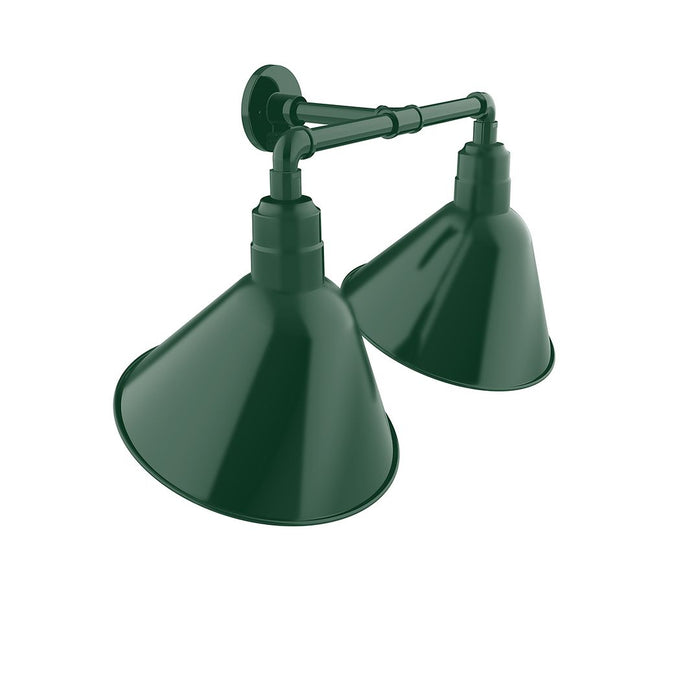 Angle 14" LED Straight Arm 2-Light in Forest Green