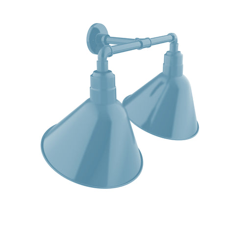 Angle 14" 2-Light Straight Arm Wall Light in Light Blue in Light Blue | Montclair Light Works