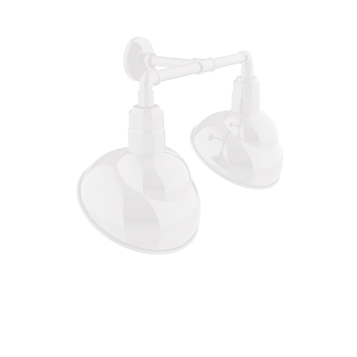 Emblem 12" 2-Light Straight Arm Wall Light in White in White | Montclair Light Works