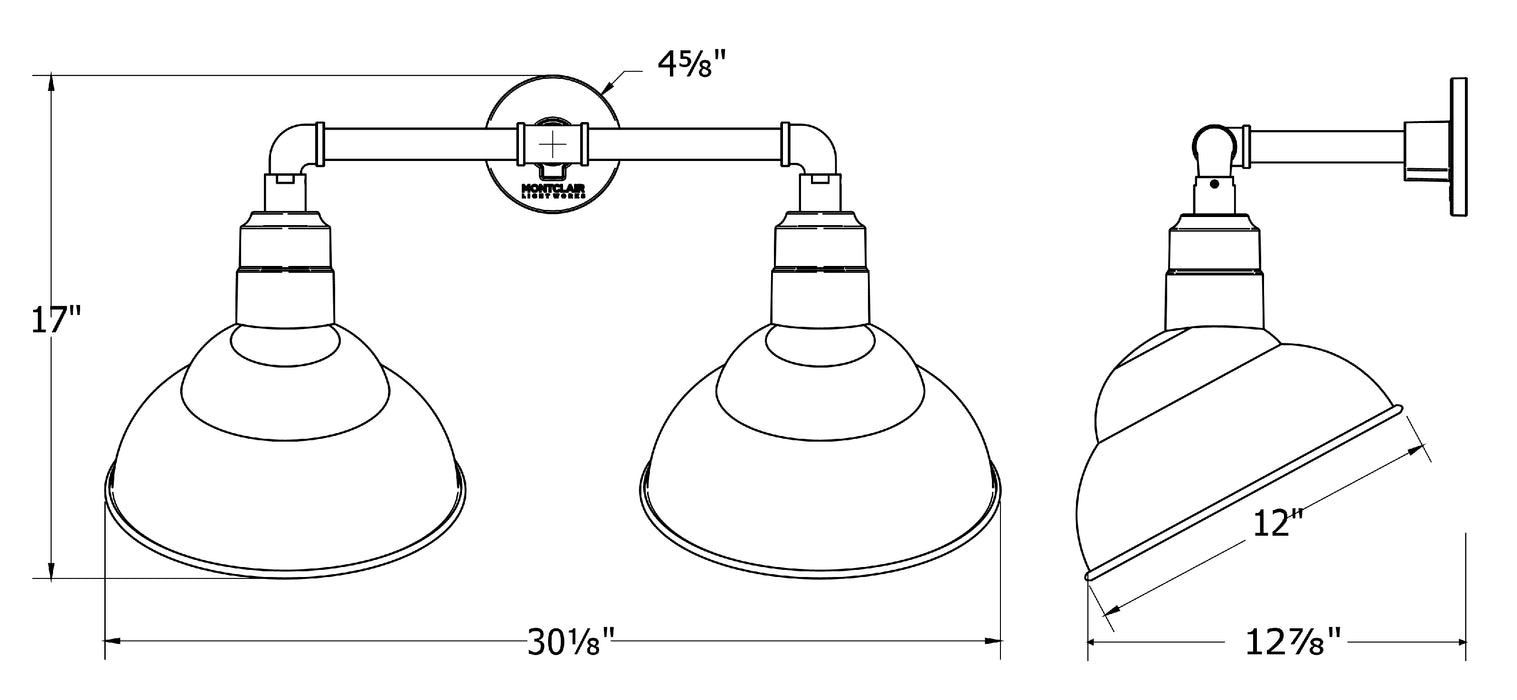 Emblem 12" 2-Light Straight Arm Wall Light in White in White | Montclair Light Works