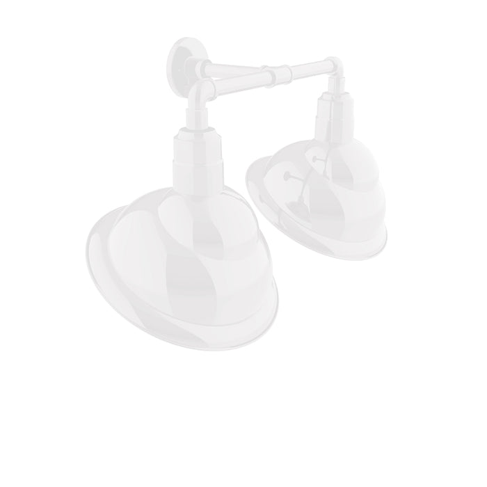 Emblem 14" 2-Light LED Straight Arm Wall Light in White in White | Montclair Light Works