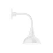 White curved arm wall light with dome shade and backplate mount