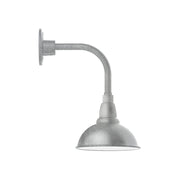 Painted galvanized curved arm wall light with dome shade, gray finish