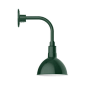 Forest green curved arm wall light with deep bowl shade