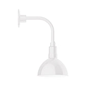 White curved-arm wall light with deep bowl 8 in shade