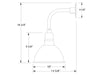 Deep Bowl 10" Curved Arm wall light in Slate Gray Line Drawing