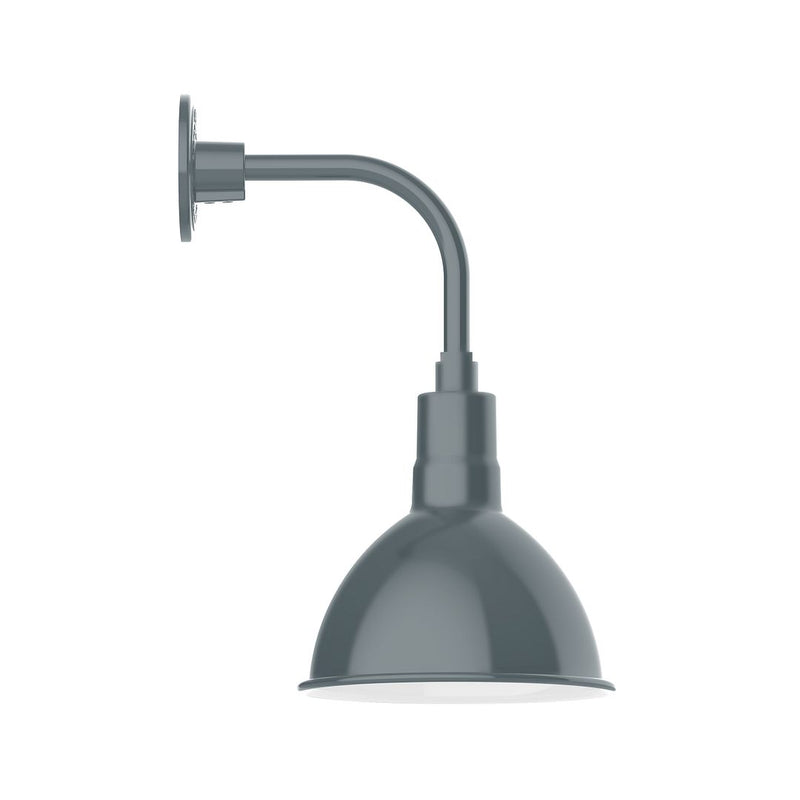 Slate gray curved-arm wall light with deep dome shade