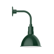 Forest green curved-arm wall light with deep bowl shade