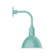 Sea green curved arm wall light with 10 in deep bowl shade