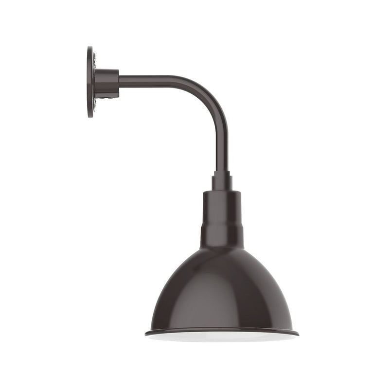 Curved-arm wall light with deep 10-inch bowl shade, architectural bronze finish