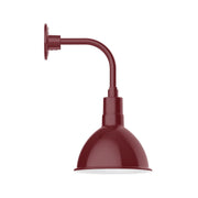 Barn red curved arm wall light with domed shade