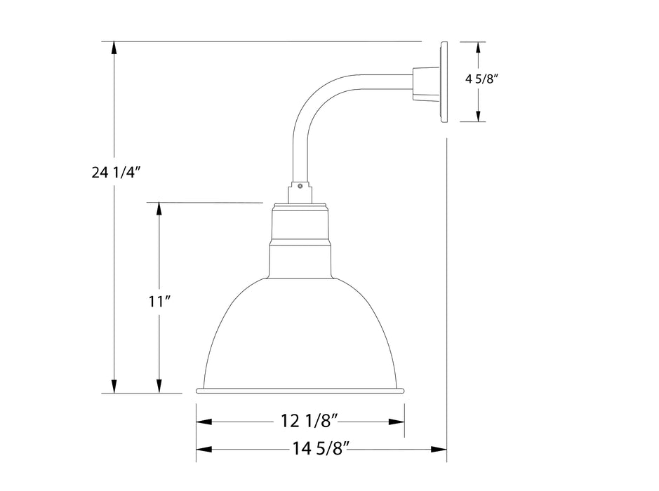 Deep Bowl 12" Curved Arm wall light in Slate Gray Line Drawing