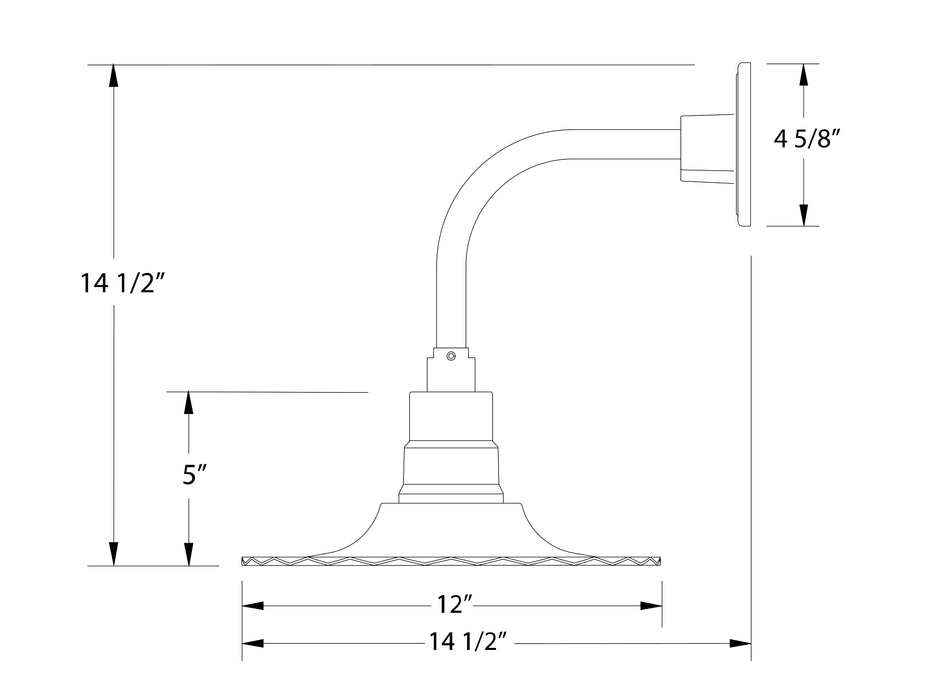 Radial 12" Curved Arm wall light in Black Line Drawing