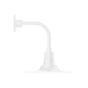 White curved arm wall light with gooseneck and base plate