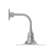 Curved arm wall light with painted galvanized metal and round wall-mount plate
