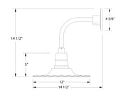 Radial 12" Curved Arm wall light in Architectural Bronze Line Drawing