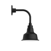 Black curved-arm wall light with bell shade and wall mount