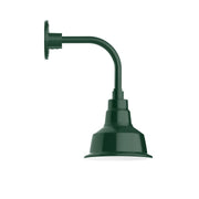 Forest green curved-arm wall light with bell shade