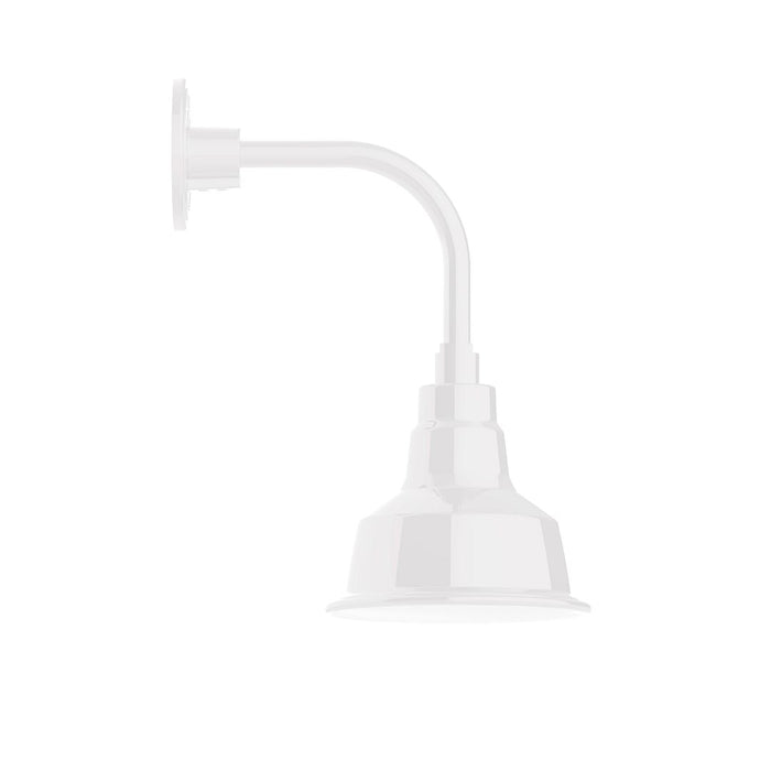 Warehouse 8" Curved Arm wall light in White